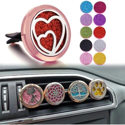Aromatherapy Jewelry Diffuser Pendant Open Lockets Rose Gold Love Flower Tree Car Perfume Diffuser Car Air Freshener Vent Clip