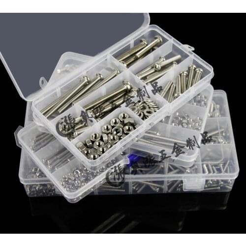 Free shipping one set 180pcs 304 stainless steel cross round head screw set M5 screws with nuts flat pad screws