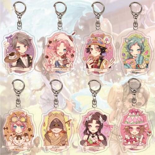 Anime Identity V Key Chain Naib Subedar Tracy Reznik Keychain Two Sided Acrylic Figures Pendant Alloy Keyring Kids Gift Llaveros