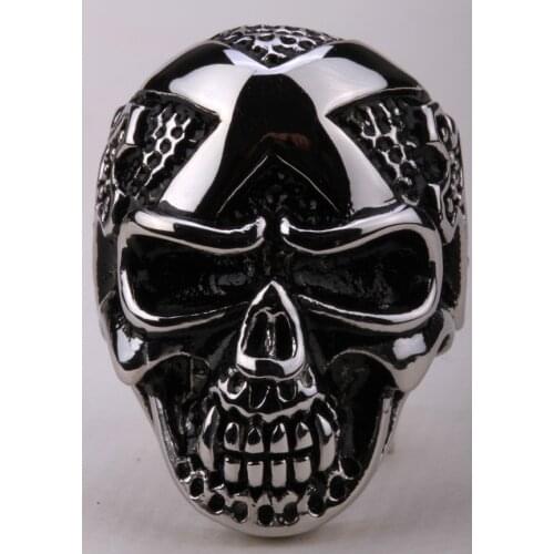 Skull big ring for men 316L stainless steel biker punk jewelry silver tone SR30 wholesale DROPSHIPPING