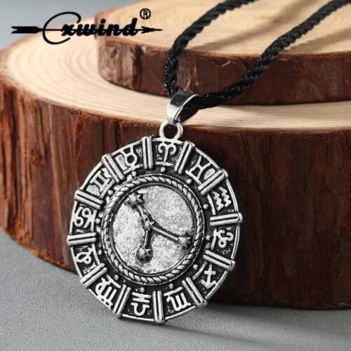 Cxwind 12 Zodiac Constellation Necklace Birthday Pendant Astrology Zodiac Horoscope Necklaces Star Sign Runes Amulet Jewelry