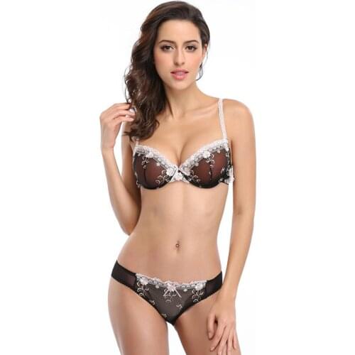CYHWR Summer sexy transparent lingerie lace embroidery thin bra bra set for women underwear
