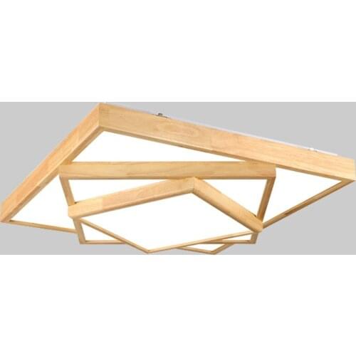 Wood LED Ceiling Lights Indoor Lighting Fixtures Ceiling Lamps for Living Room Bedroom Modern Home Decoration Design Square
