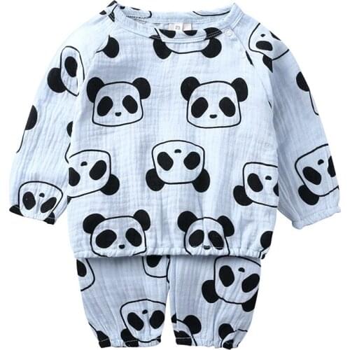 HOOYI Infant Baby Cotton Pajama Sets Spring Toddler Autumn Boys Long Sleeve Pajamas Kids Clothes Girls 2 Pieces Sleepwear