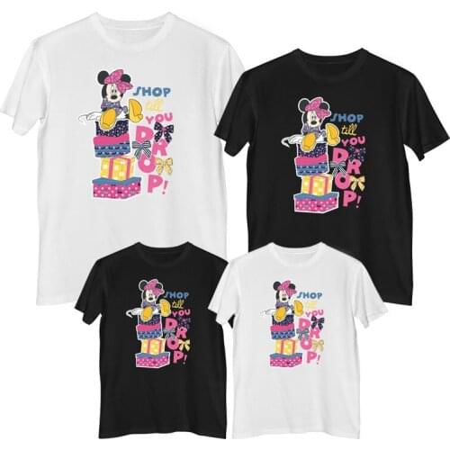 Disney Minnie Mouse T shirt Comfortable 100% cotton Fashion clothing for women Womens t-shirts mother daughter matching clothes