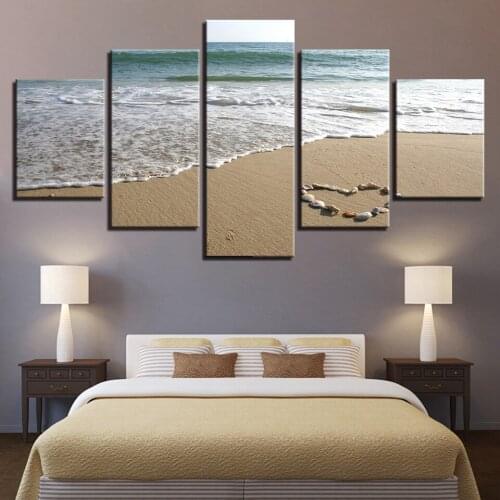 HD Pictures Home Decoration Living Room Wall Art Modular 5 Panel Beach Seaview Modern Canvas Printed Cuadros Painting