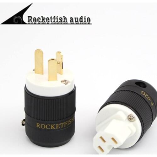 Hi-end ROCKETFISH Gold-Plated US AC Power Plug & IEC Connector for DIY Power Cable Amplifier HiFi Audio