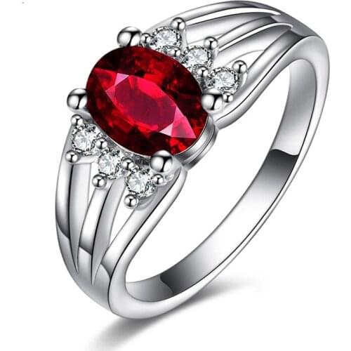 Round Cut AAA red CZ sterling silver jewelry Ring Size 6-10 Wedding Rings for Women Gift jz167 claddagh ring anel feminino