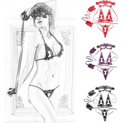 4Pcs Sexy Bra Panty Set Sujetador Transparente Bra Set Lace Lingerie Set Womens Underwear Lingerie Feminina Porno Lenceria Mujer