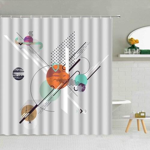 Creative Pattern Shower Curtain Mathematical Geometry Assembly Abstract Children Bath Boy Gift Bathroom Home Decor Curtains Set