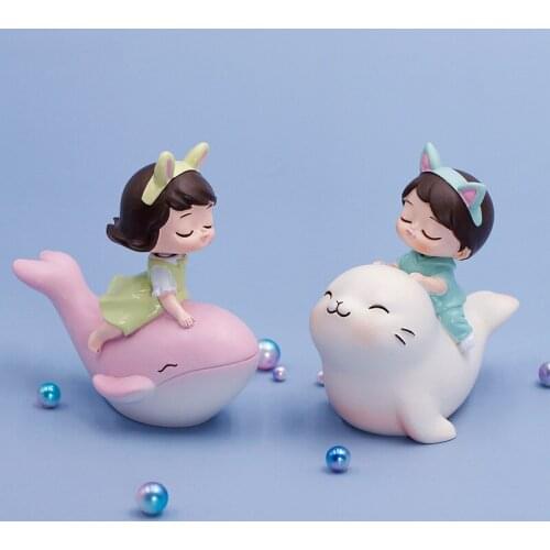 Creative cartoon mini figurines resin sealwhale head carfts ornament for cake decoration car home decoration gift accessories