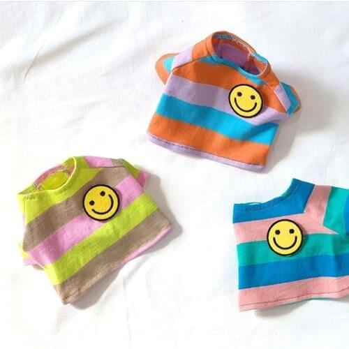 Summer new thin section smiley face striped pet short T-shirt Teddy bear Xiong Bomei Schnauzer VIP cat small dog clothes