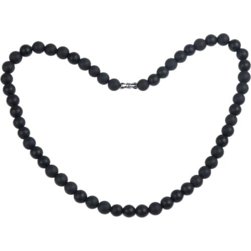 LFPU Natural Bian Stone Black Bianshi Necklace Stone Carve Bianshi Massager Traditional Acupuncture Tool Stone Necklace
