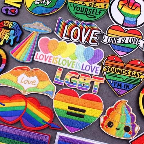 Lgbt Rainbow Patch Iron On Patches For Clothing DIY Gay Pride Patch Embroidered Patches On Clothes Stripes Badges On Backpack
