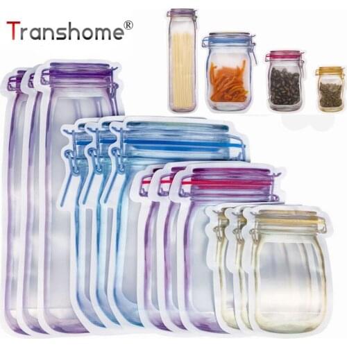 Transhome Reusable Mason Bottle Ziplock Bag 20Pcs Portable Sealing Bag Fresh-keeping Bag Candy Cookies Snack Food Packaging Bag