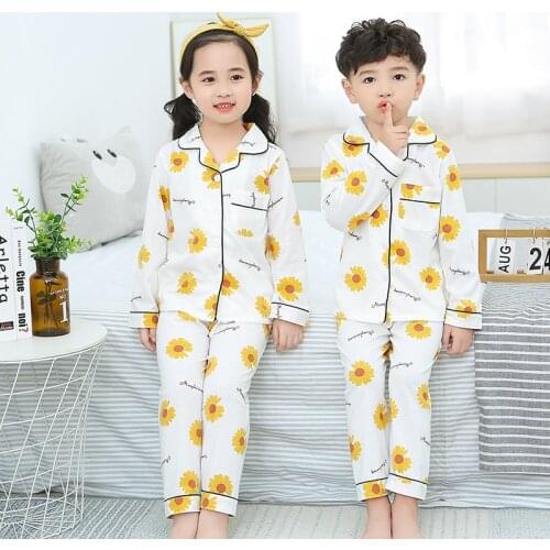 New Autumn Kids Pajamas Sets Boys Sleepwear Pyjamas Childrens Homewear Suit Baby Clothes Little Teens Long Sleeve Girls Pijamas