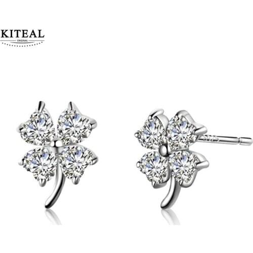 KITEAL New 2018 women earring Four-leaf clover with zircon earrings clover oorbellen christmas gift