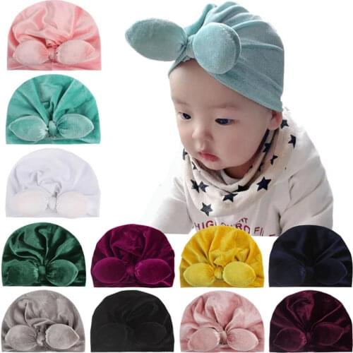 New Velvet Baby Hat Elastic Infant Beanie Turban Hat Autumn Winter Baby Boy Girl Cap Photography Props