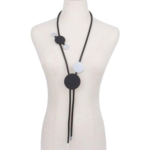 YD&YDBZ New Long Necklaces For Women Round Metal Jewelry Matching Fashion Boho Pendant Necklaces Handmade Rubber Accessories