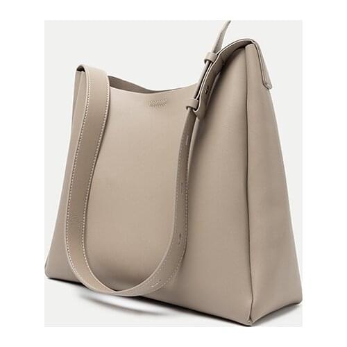 New In Women Handbag Genuine Leather Cow Skin Soft Shoulder Bucket Bag