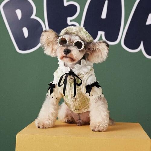 Pet clothes autumn and winter clothes new small fragrance style ladies style Teddy Schnauzer Bomei bitch vest + hat