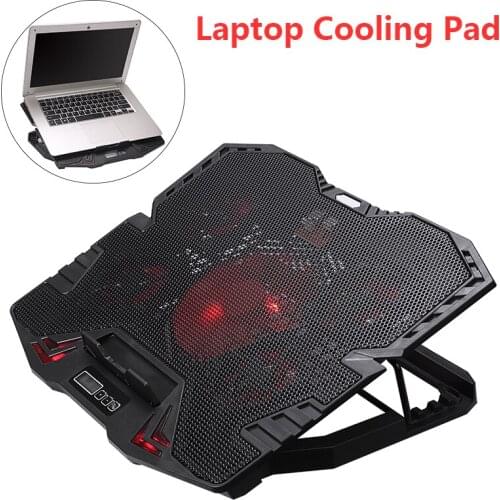 Pohiks 1pc 12-17 inch Laptop Cooling Pad Notebook Gaming Cooler Stand 5 Fans with Dual USB Port For Gaming Laptops