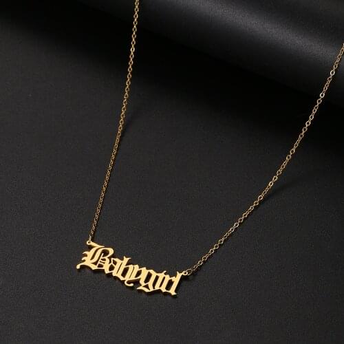 Stainless Steel Necklaces Old English "BABYGIRL" Korean Fashion Pendant Chain Choker Necklace For Women Jewelry Friends Gifts