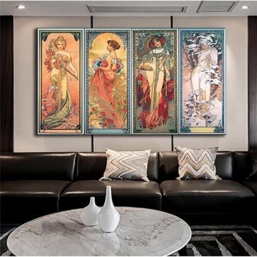 Posters and Prints Classic Artist Alphonse Mucha Poster Wall Art Picture Canvas Painting for Living Room Home Decor
