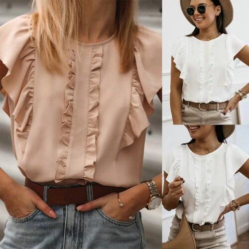 Casual Summer Women White T-Shirt O-Neck Sleeveless Ruffles Tops Fashion 2020 Women Streetwear Shirt Slim Ladies Tee Shirts