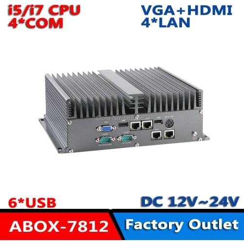 3th Gen Intel Core i7/i5/i3 industrial IoT gateway fanless ultra compact size box PC with 4rj45