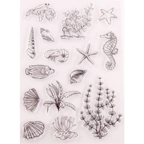 15x21 Seahorse Conch Seabed Transparent Clear Silicone Stamps for DIY Scrapbooking/Card Making/Kids Decoration Supplies