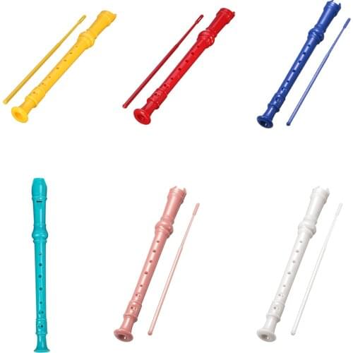 New 8-hole Soprano Descant Recorder Pink With Cleaning Rod + Case Bag Music Instrument Pink