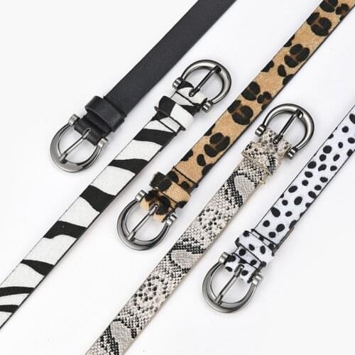 2021 Designer Leopard Print Cow Pattern Belt For Women 1.8cm Narrow Thin Leather Zebra Striped Waist Belts Female