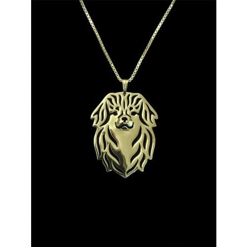 Trendy cute Tibetan Spaniel dog pendant women gold silver plated statement necklace