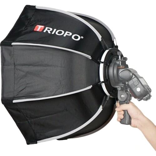 TRIOPO 55cm 65cm 90cm Octagon Umbrella Softbox with handle For Godox Flash speedlite photography studio accessories soft Box