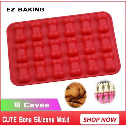 Baking design 18caves cute bone silicone cake bakeware pastry decorating nonstick chocolate candy Ice cube mould free shipping