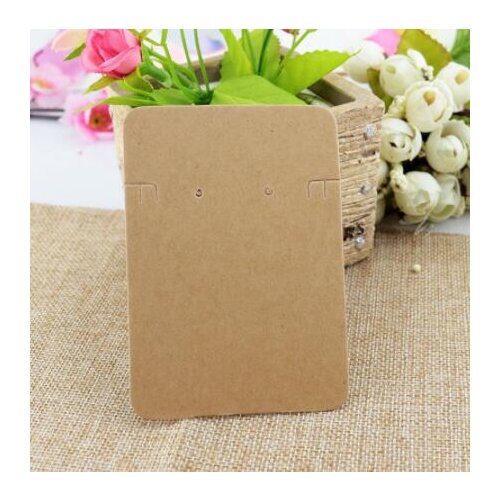 High Quality 200Pcs 6.8x9.7cm Brown Jewelry Cards Paper Earrings Card Necklace Display Packaging Cards Tag Can Custom Logo