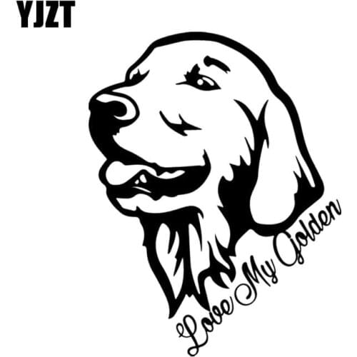 YJZT 12.3X15.8CM Love My Golden Retriever Vinyl Decal Window Car Sticker Decor Dog Pet Black/Silver C24-1136