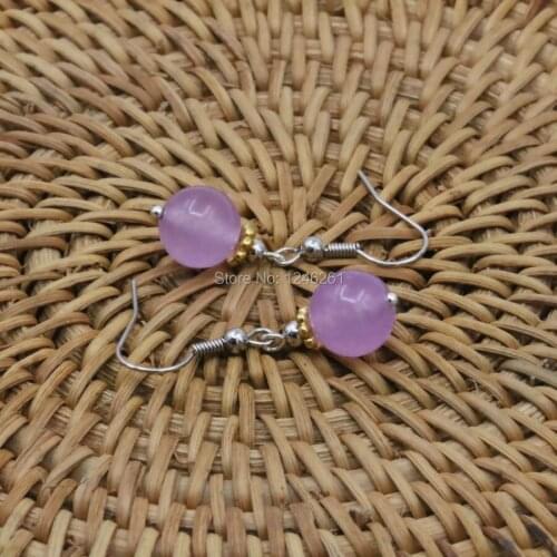 Purple Crystal Chalcedony Lucky Natural Stone Earrings Beads Women Jewelry Drop Earrings Gifts Accessories Valentines Day gift