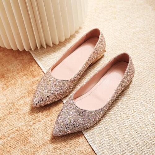 Zapatos De Mujer 2021 Luxery Shoes Women Flat Sweet Fashion Pointed Toe Shallow Breathable Anti Slip Footwear Size 32-44 956