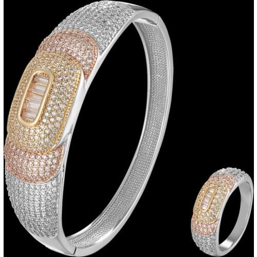 Zlxgirl jewelry full mirco pave cubic zircon bracelet &bangle bridal jewelry sets fashion watch shape gold bangle free shipping