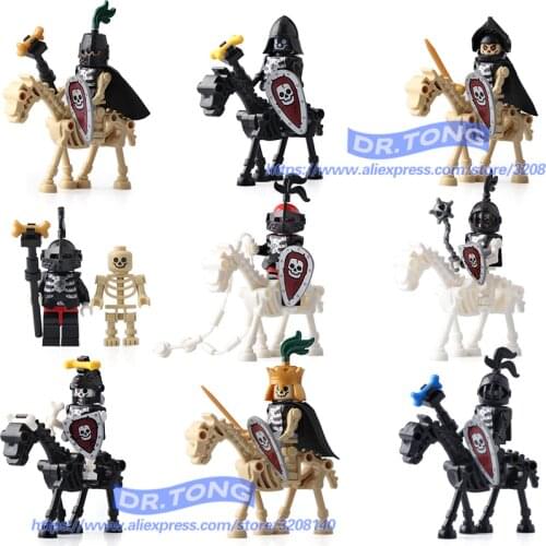 10pcs AX9815 Skeleton Knights Medieval Castle Knights Skeleton Knights Building Bricks Blocks Toys Children Gifts