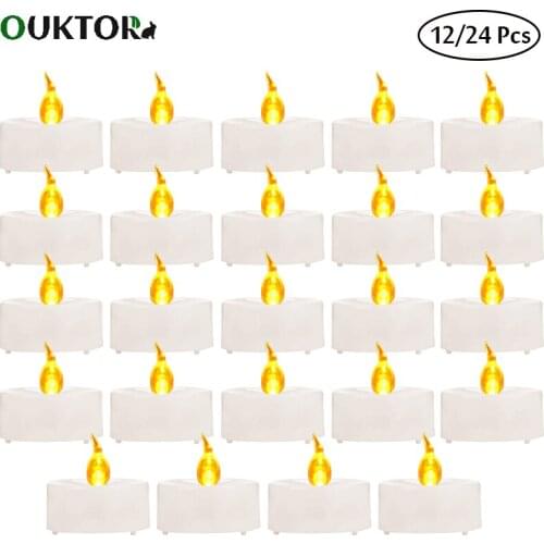 12/24Pcs/lot LED Candle Tea Light Battery Powered Night Lights Flameless Tea Light Wedding Home Party Decoration Fake Candles