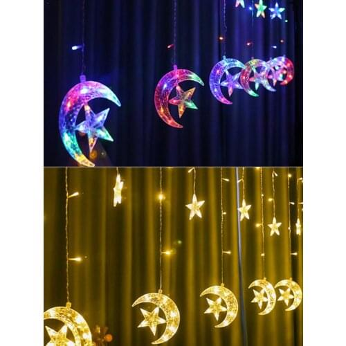 12 Stars 6 Moons 220V European Standard Stars Moon 2w Curtain Lights Christmas Day Decoration Lights