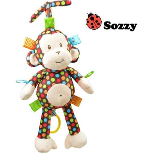 2019 Plush Baby Toy Sozzy Baby Rattle Toys Monkey Pull Bell Plush Toys Infant Appease Dolls High Quality Cartoon Baby Toy