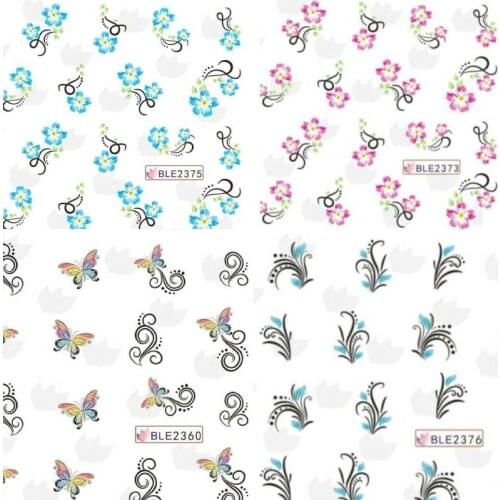 3D Butterfly Nail Art Stickers Water Transfer Nails Art Sticker Flowers Design Manicure Tools Nail DIY Decoration Decals Tips