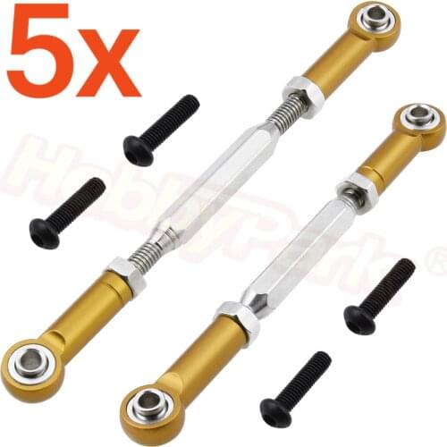5 Pairs Aluminum 88-108mm Steering Tie Rod Linkage Upgrade Parts for JLB Racing CHEETAH 1/10 Brushless RC Car Monster Truck