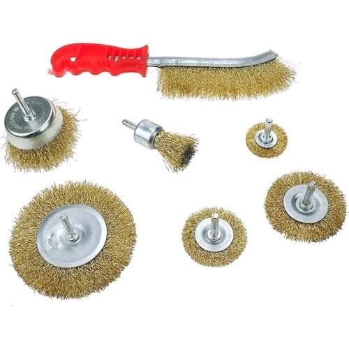 7 Pcs Crimped Wire Wheel Cup Brush Set Universal Tools Set for Power Drill Rust Removal Stripping and Abrasive