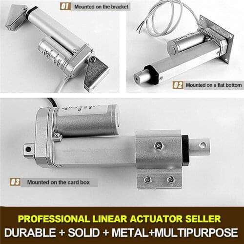 900N 12V 2 4 8 12 16 20 inch 16mm / s Small DC Electric Push Rod White Material Aluminum Alloy Linear Actuator Motor