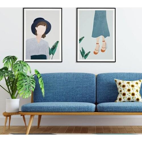 Abstract Girl Nordic Poster watercolor Wall Art Nature Canvas Painting Wall Art Pictures For Living Room Modern Decorative Prin